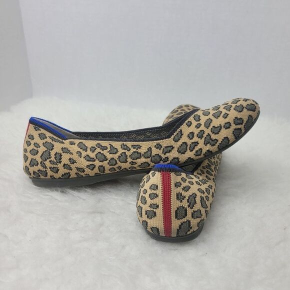 Rothy's The Flat Leopard Animal Print Knit Fabric Slip On Womens Shoes Size 8 - Picture 5 of 9